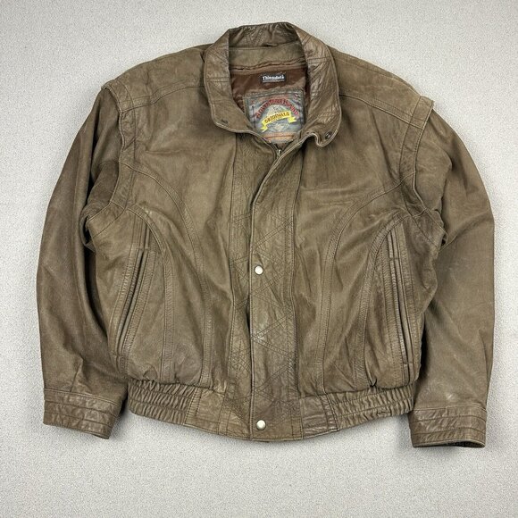 Vintage Bomber Aviator Adventure Bound Leather Jacket Mens Large Thinsulate - Picture 1 of 8